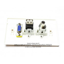 Placa Tapa VGA + USB tipo B + Audio Jack 3.5 mm en ABS