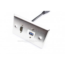 Placa Tapa HDMI pigtail + USB 3.0 en Acero Inoxidable