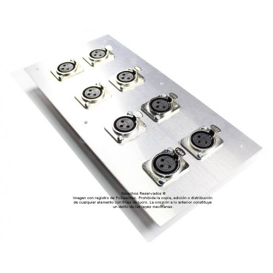 Placa Tapa Tablero 8 puertos XLR Canon soldables en Al
