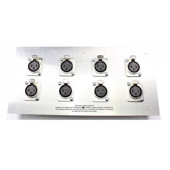 Placa Tapa Tablero 8 puertos XLR Canon soldables en Al