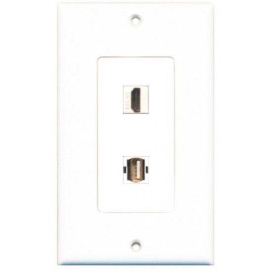 Placa Tapa Decora HDMI 1.4 + USB 2.0 en ABS