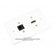 Placa Tapa HDMI + Jack RJ45 Cat5e en ABS