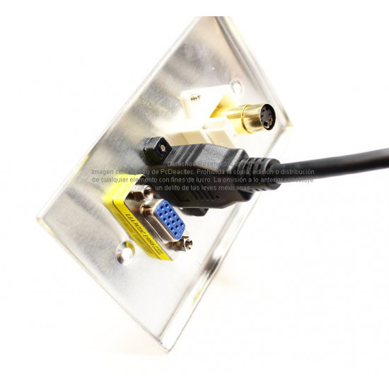 Placa Tapa VGA + HDMI pigtail + S-Video 4 pin en Aluminio