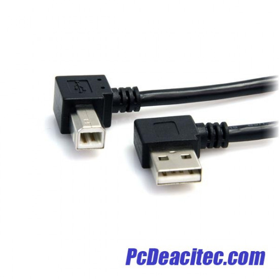 Cable extensión USB 2.0 AB macho a macho de 0.9 m en codo a 90°