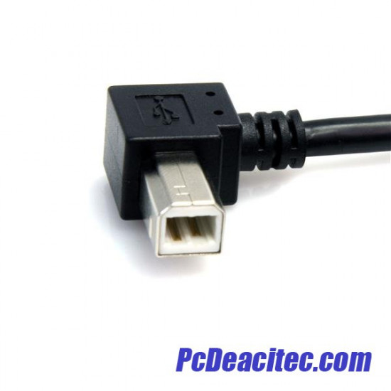 Cable extensión USB 2.0 AB macho a macho de 0.9 m en codo a 90°