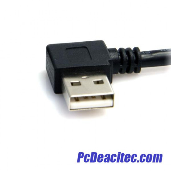 Cable extensión USB 2.0 AB macho a macho de 0.9 m en codo a 90°