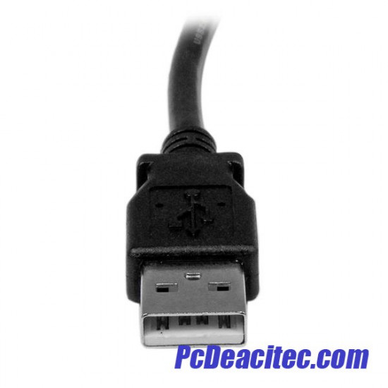 Cable extensión USB 2.0 AB macho a macho de 2 m en codo a 90°