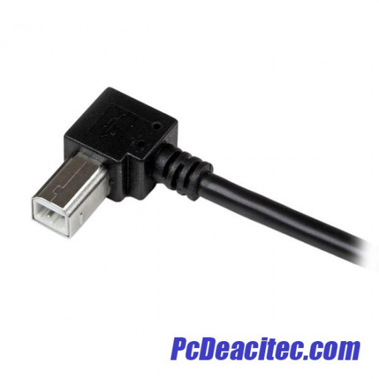 Cable extensión USB 2.0 AB macho a macho de 2 m en codo a 90°