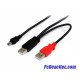Cable USB 2.0 mini B en Y x 2 USB 2.0 A para carga de 0.3 m 