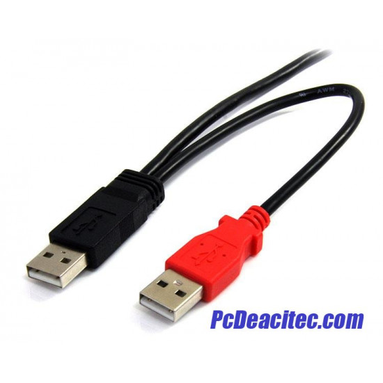 Cable USB 2.0 mini B en Y x 2 USB 2.0 A para carga de 0.3 m 