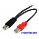 Cable USB 2.0 mini B en Y x 2 USB 2.0 A para carga de 1.8 m