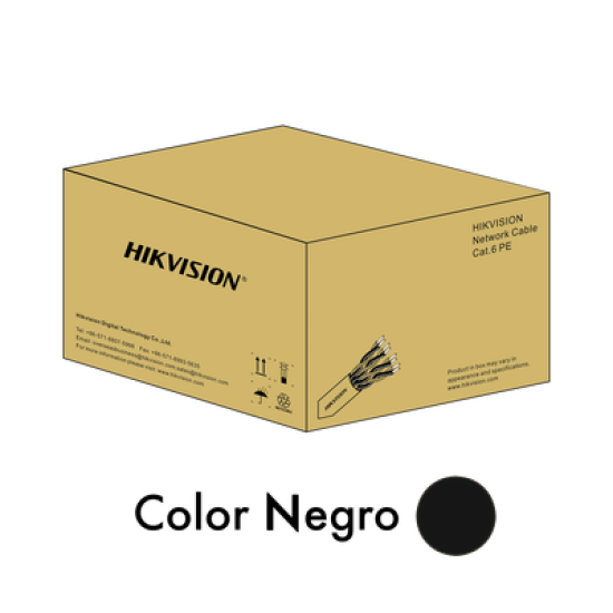 Bobina de Cable UTP 305 Mts / Cat 6 (23 AWG) / Color Negro / FTP / PE (Polietileno) / Uso en Exterior / 100% Cobre / Aplicaciones de CCTV y Redes de Datos /  RoHS 2.0