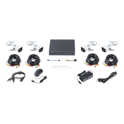 KIT TurboHD 1080p / DVR 4 canales / 4 Cámaras Bala de Metal / Fuente de Poder / Accesorios de Instalación