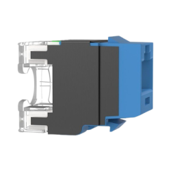 Conector Jack Estilo 110 (de Impacto), Tipo Keystone, Categoría 6A, de 8 posiciones y 8 cables, Color Azul