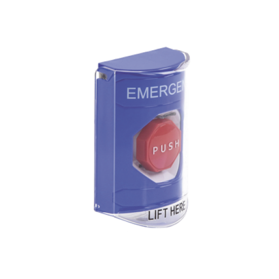 Botón De Emergencia Con Bocina De Advertencia Integrada, Solo Interior, Texto En Inglés, Tapa Protectora De Policarbonato Súper Resistente, Llave Para Restablecer