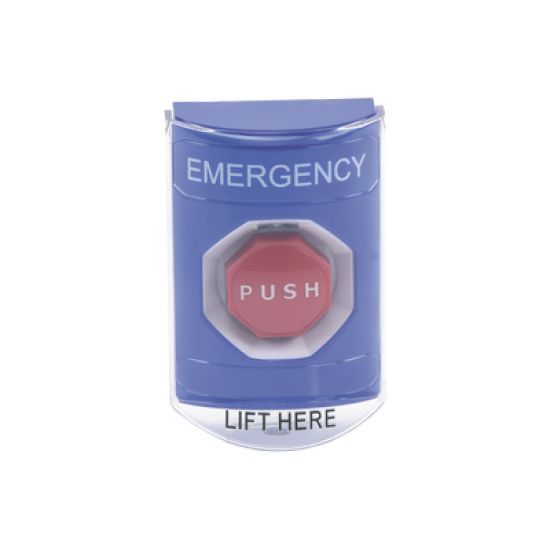 Botón De Emergencia Con Bocina De Advertencia Integrada, Solo Interior, Texto En Inglés, Tapa Protectora De Policarbonato Súper Resistente, Llave Para Restablecer