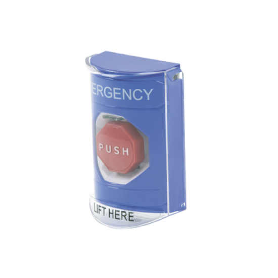 Botón De Emergencia Con Bocina De Advertencia Integrada, Solo Interior, Texto En Inglés, Tapa Protectora De Policarbonato Súper Resistente, Llave Para Restablecer