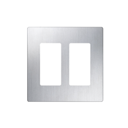 Placa de pared 2 espacios, diseño tipo metálico, para atenuador (dimmer), apagador ó control remoto inalámbrico LUTRON.