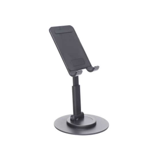 Soporte para Teléfono Celular Giratorio | 360° de Rotación | Angulo Ajustable | Altura Ajustable 17-20cm  | Antideslizante | Ejes Giratorios de Alta Precisión| Plegable | Aluminio | Color Gris