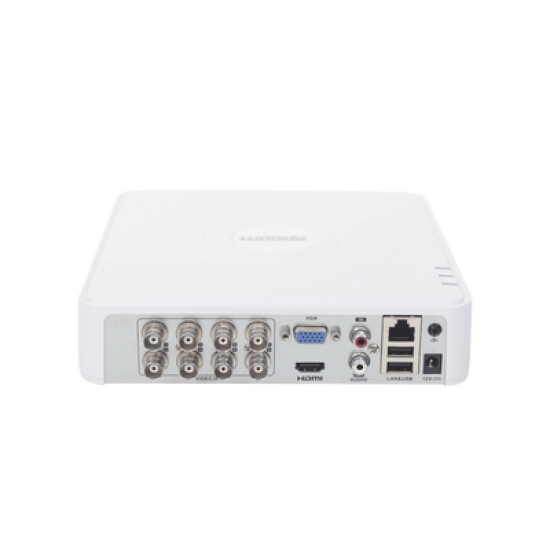 DVR 8 Canales TurboHD + 2 Canales IP / 2 Megapixel (1080p) Lite / Acusense Lite (Evita Falsas Alarmas) / Audio por Coaxitron / 1 Bahía de Disco Duro / H.265+ / Salida de Vídeo Full HD
