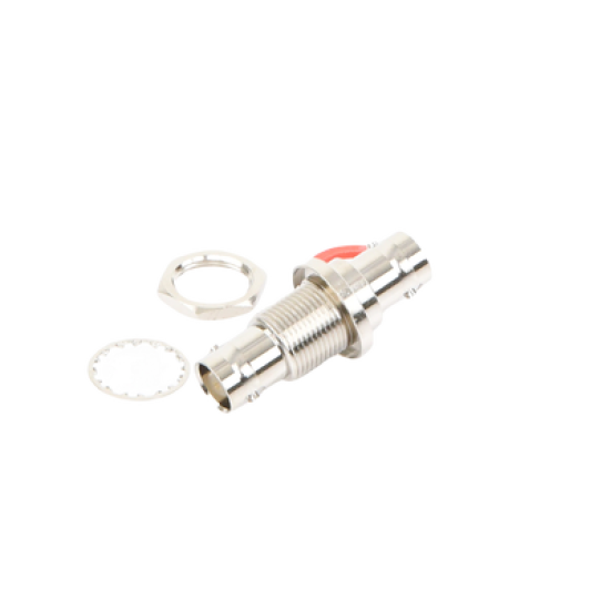 Adaptador Doble BNC Hembra para Chasis, Hermético y de Montaje en D-Plano, Níquel/ Oro/ Delrin.
