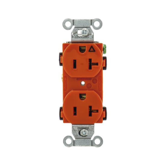Contacto Dúplex Conexión a Tierra Aislada/ 20 A 125 V/ 2 polos 3 Hilos/ Color naranja/ Nema 5- 20R/ Grado Comercial.