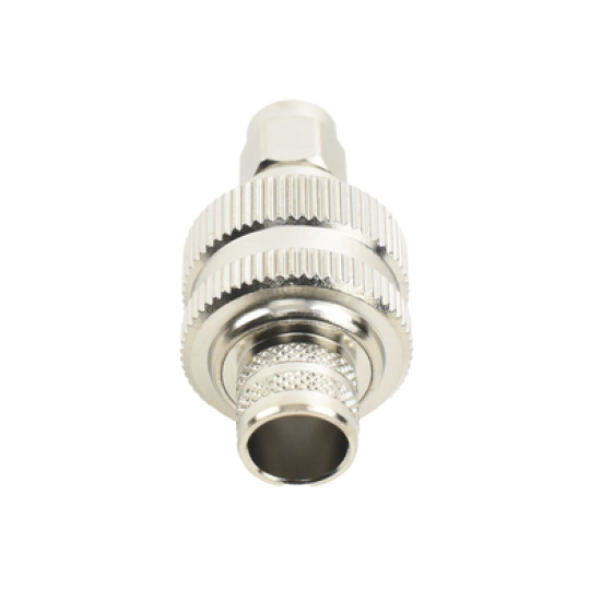 Conector SMA Macho Inverso de Anillo Plegable para RG-8/U, 9913, LMR-400, Níquel/ Oro/ Teflón.