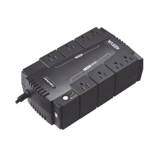 UPS de 425 VA/255 W, Topología Standby, Entrada 120 Vca NEMA 5-15P, Tipo Gabinete Compacto, Con 8 Tomas NEMA 5-15R