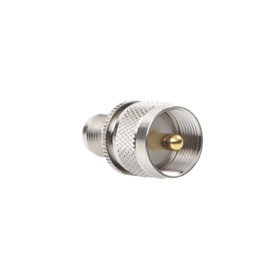 Adaptador en Línea de Conector TNC Hembra a UHF Macho (PL-259), Níquel/ Oro/ Teflón.