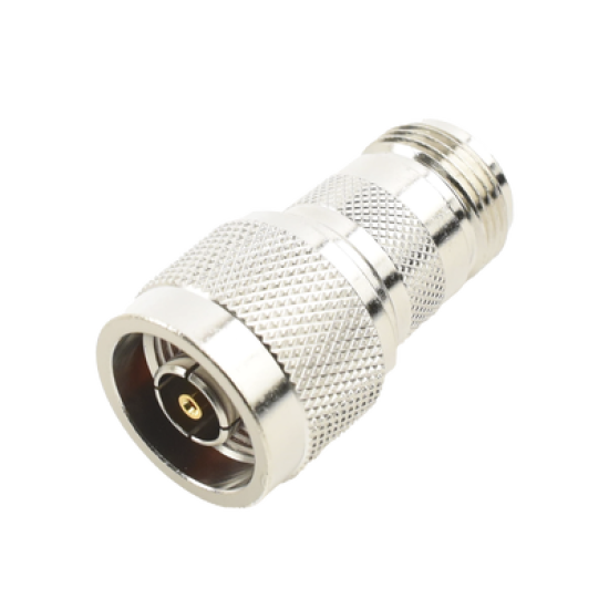 Adaptador en Línea, de Conector N Macho Inverso a N Hembra, Níquel/ Oro/ Teflón.