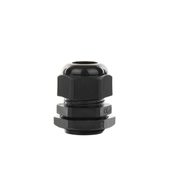 Conector Plástico Negro Tipo Glándula para Cable de 10 a 14 mm de Diámetro.