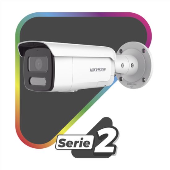 [Dual Light + ColorVu] Bala IP 4 Megapixel / Lente 4 mm / 60 mts IR + 60 mts Luz Blanca / Exterior IP67 / Luz Intermitente y Alerta de Audio / Videoanaliticos (Filtro de Falsas Alarmas) / PoE / WDR 130 dB / Captura Facial  /  ACUSEARCH