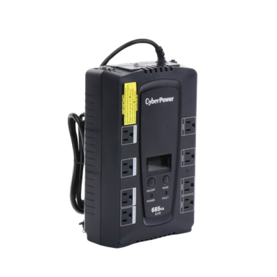 UPS de 685 VA/390 W, Topología Línea Interactiva, Entrada 120 Vca NEMA 5-15P, Tipo Gabinete Compacto, Con 8 Tomas NEMA 5-15R