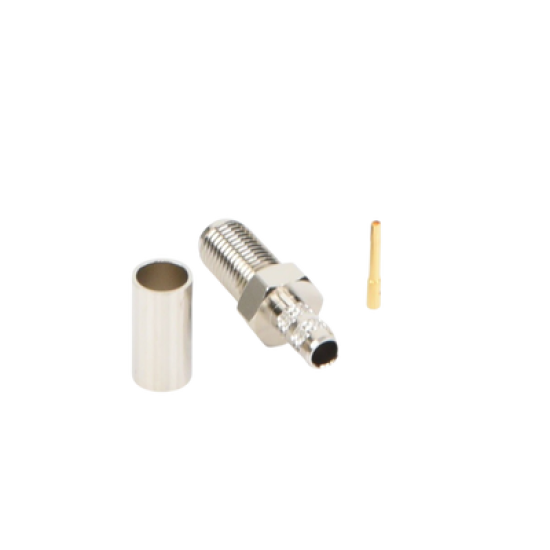 Conector SMA Hembra de Anillo Plegable para Cable RG-58/U, Niquel/ Oro / Teflón.