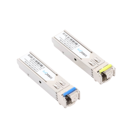 Transceptores Ópticos Industriales Bidireccionales SFP (Mini-Gbic) / Monomodo 1310 & 1550 nm / 1.25 Gbps / 1000BASE-BX / Conector LC/UPC Simplex / DDM / Hasta 5 km / 2 Piezas