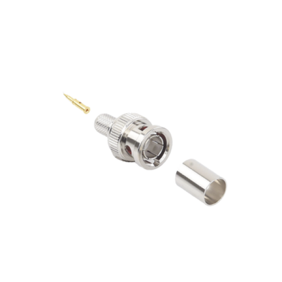 Conector BNC Macho de Anillo Plegable para Cable Belden 8281 tipo RG-59/U, Níquel/ Oro/ Delrin.