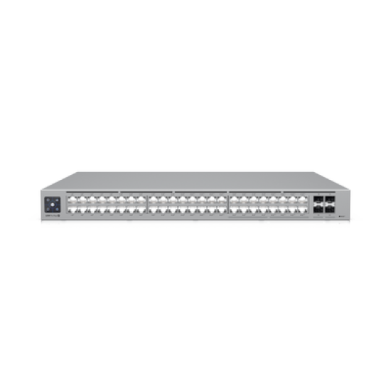 UniFi Switch Pro Max 48 POE, con funciones capa 3, 48 puertos (16 puertos 2.5 GbE (8 POE++ y 8 POE+) y 32 puertos 1 GbE (24 POE+ y 8 POE++)), 2 puertos SFP+ 10G, POE++ 720W, pantalla informativa