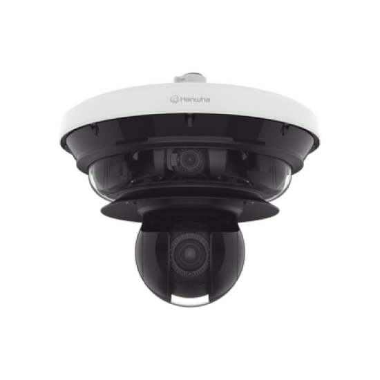 Cámara IP Multisensor 34MP (4 sensores 4K) con lentes motorizados / PTZ 2 MP 40X / Hasta 2 tarjetas MicroSD de 512GB / WDR de hasta 150dB / IP66 / IK10 / autoseguimiento / Inteligencia artificial para eventos