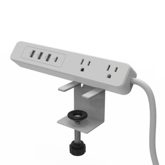 Multicontacto con Montaje para Escritorio / Carga Rápida para 65 W / 3 x Nema 5-15P / 2 x USB-A (5V @3A) / 1 x USB-C (65W)