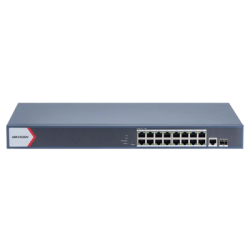 Switch Gigabit PoE+ / Administrable / 16 Puertos 1000 Mbps PoE+ / 1 Puerto 1000 Mbps de Uplink / 1 Puerto SFP /  Configuración Nube desde Hik-Partner Pro / Modo Extendido hasta 300 Metros / 230 Watts