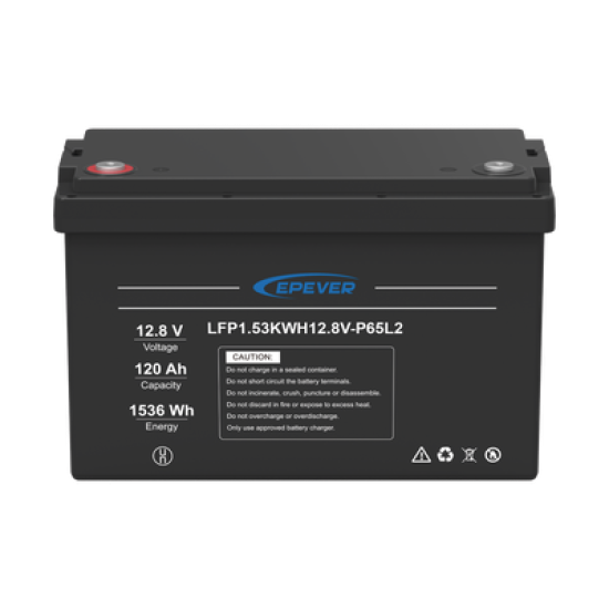 Batería de Litio LiFePO4 Ciclo Profundo 12.8Vcc, 120 Ah, 1.53Kwh, para Exterior, Libre de Mantenimiento