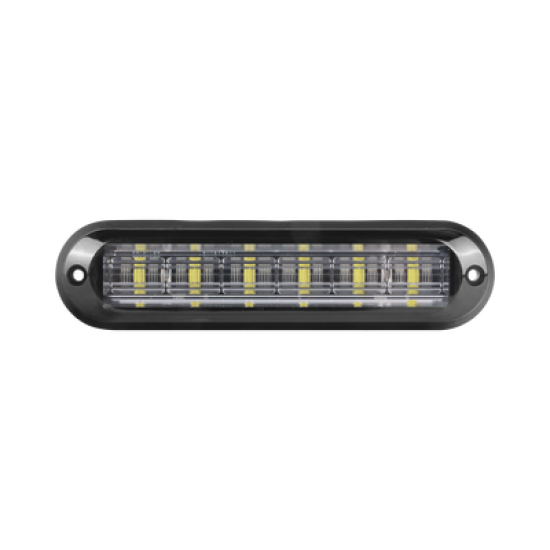 Luz Auxiliar Ultra Brillante  IP67 de 6 LEDs, Color Ambar/Claro, con mica transparente y bisel negro