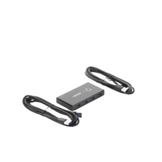 Conmutador USB para Compartir 4 Puertos USB 3.0 a 2 PC Ìs | Cambio Mediante Botón | Incluye Dos Cables USB de 1.5 m | ABS | Permite que 2 Usuarios Compartan 4 Dispositivos Periféricos USB3.0, como una impresora, un escáner, etc.