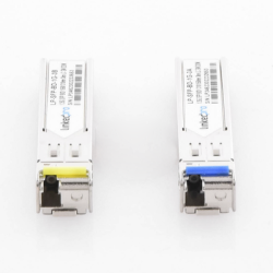 Transceptores Ópticos Bidireccionales SFP (Mini-Gbic) / Monomodo 1310 & 1550 nm / 1.25 Gbps / 1000BASE-BX / Conector LC/UPC Simplex / DDM / Hasta 3 km / 2 Piezas 