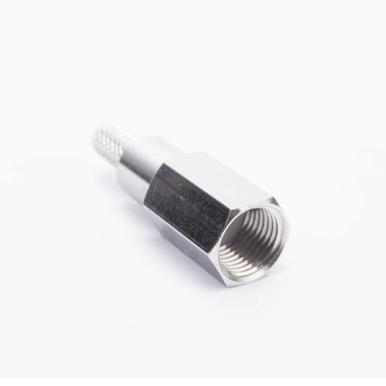 Conector FME Macho de anillo plegable para cable RG-58/U, Niquel/ Oro/ Teflón.