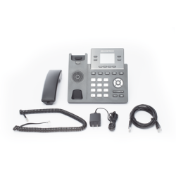 Teléfono IP Grado Operador, 4 líneas SIP con 2 cuentas, puertos Gigabit PoE, pantalla a color 2.4