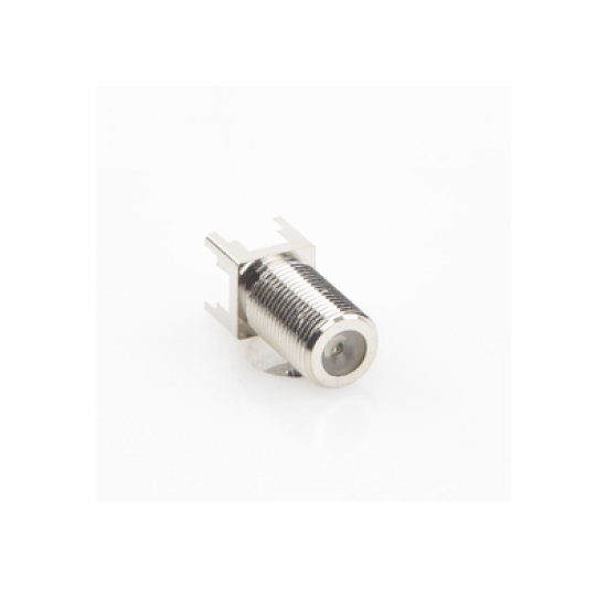 Conector F Hembra para PCB de Montaje Vertical, Níquel/ Estaño/ Polietileno.