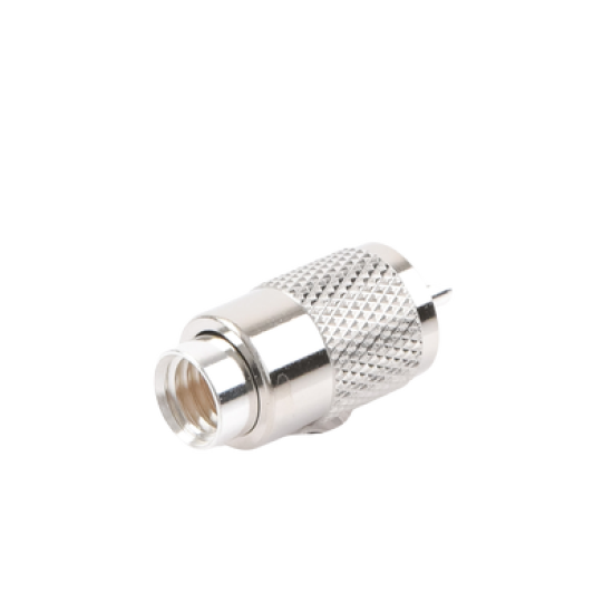 Conector UHF Macho (PL-259) para cables RG-8/U, RG-8U-SYS, 8237, 8267, 8268, 9913, CTN-400, 7810, 8214, 7810A, RFLASH-1113, LMR-400, Plata (Concha-Níquel)/ Plata/ D.A.P. (Fibra Sintética)