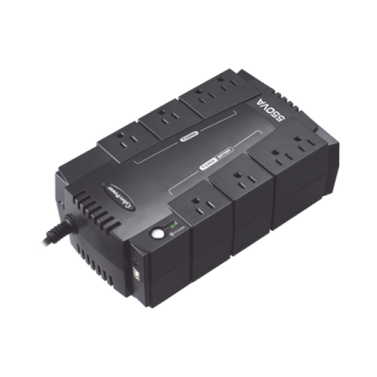 UPS de 550 VA/330 W, Topología Standby, Entrada 120 Vca NEMA 5-15P, Tipo Gabinete Compacto, Con 8 Tomas NEMA 5-15R