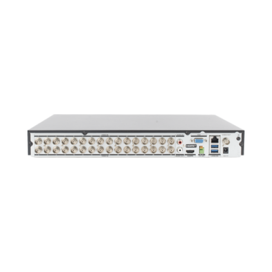 DVR 32 Canales TurboHD + 8 Canales IP / 5 Megapixel Lite - 3K Lite / Acusense (Evita Falsas Alarmas) / Audio Bidireccional / 2 Bahías de Disco Duro / H.265+ / Salida de Video en Full HD